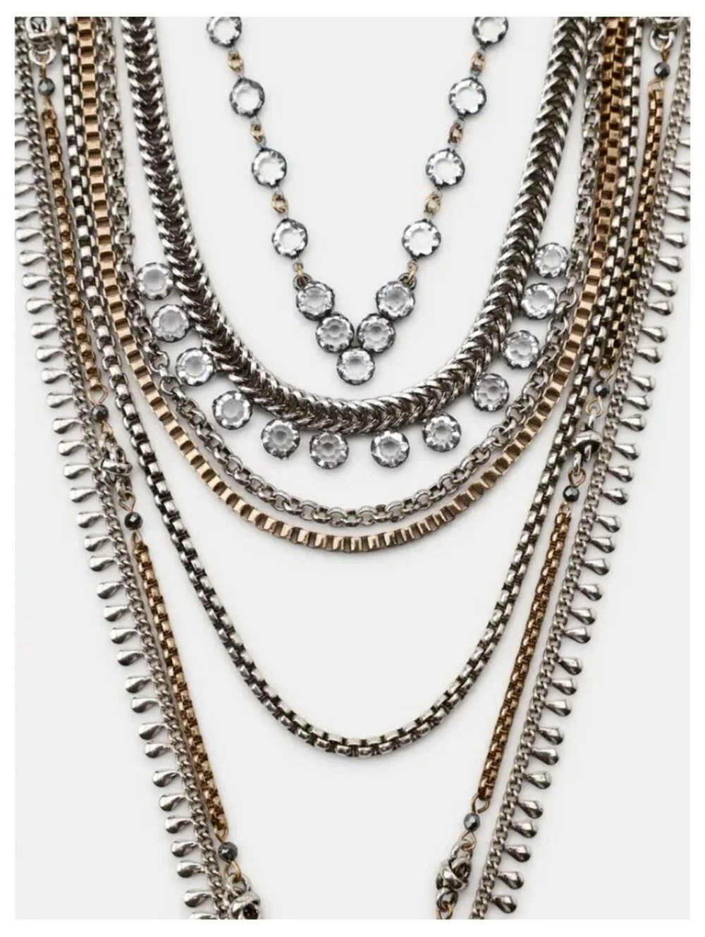 Zara Multi-Layer Mixed Metal Necklace - Silver & Gold